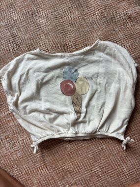 Rylee + Cru Ivory Crop Tee with Ice Cream Graphic